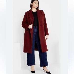 City Chic Effortlessly Chic Coat Cabernet Size Small